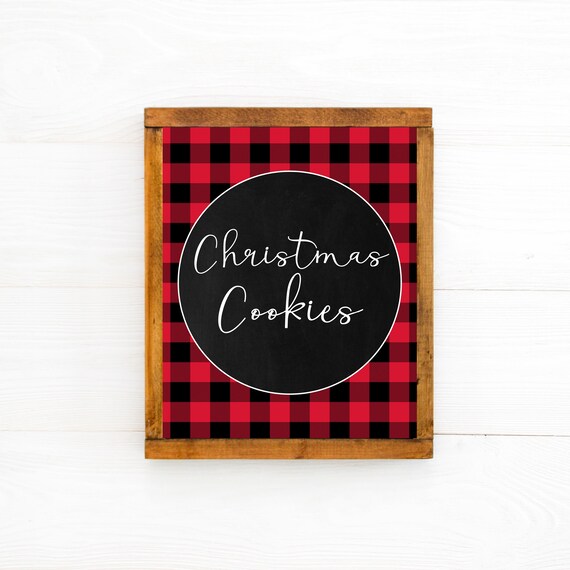Christmas Cookies Buffalo Plaid Chalkboard Rustic Holiday Poster