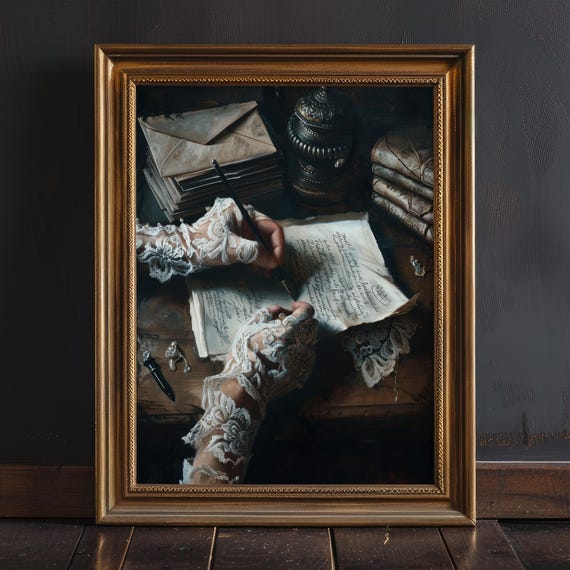 Victorian Woman Literary Art Print, Dark Academia