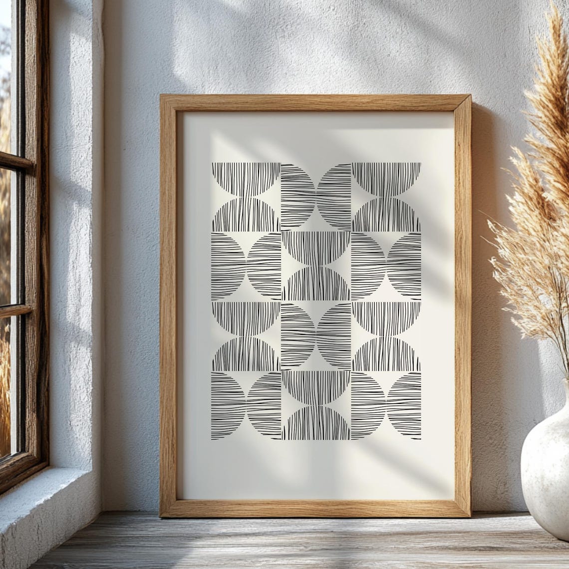 Geometric Wall Art Mid Century Modern Print For Living Room Abstract Minimalist Decor Contemporary Home Poster