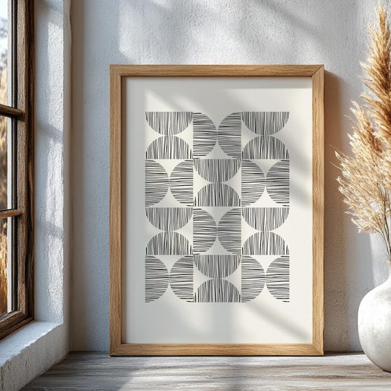 Geometric Wall Art Mid Century Modern Print For Living Room Abstract Minimalist Decor Contemporary Home Poster
