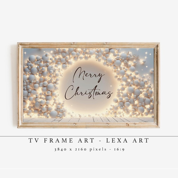 Merry Christmas Script White Ornament Arch Warm Glow Art Poster
