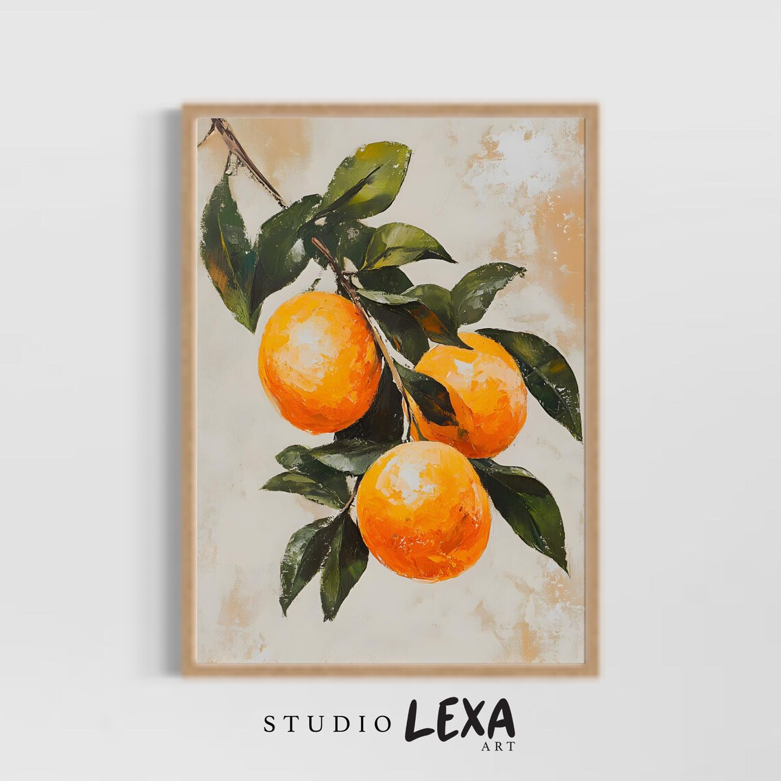 Orange Branch Fruit Painting Mediterranean Citrus Kitchen Poster