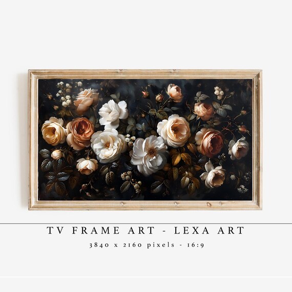 Vintage Floral Tv Art Dutch Master Flower Painting Dark Antique Botanical Artwork Samsung Frametv Classic Home Decor