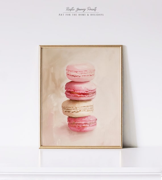Macarons Cookies Art Print Wall Art Vintage Print Trendy French Poster Apartment Decor Kitchen Art