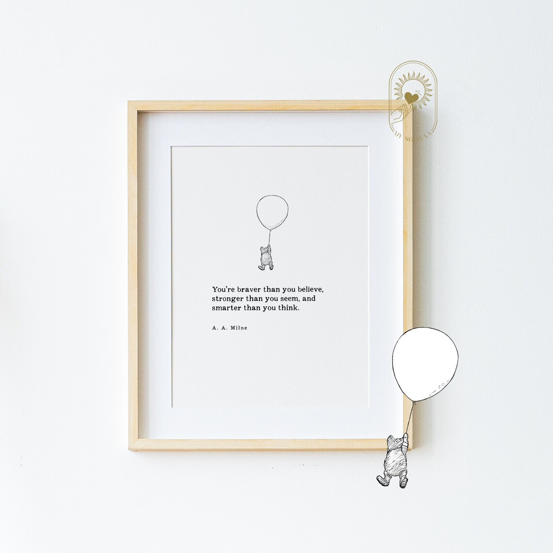 Winnie The Pooh Christening Nursery Art Print