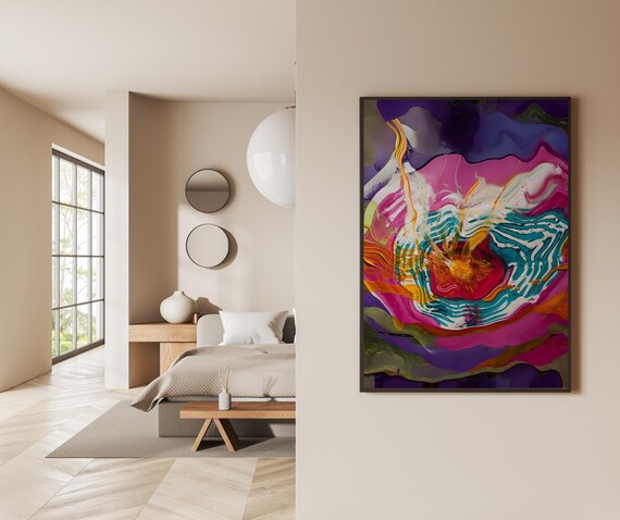 Flow Into It Abstract Wall Art Colorful Modern Painting Print Vibrant Bold Home Decor