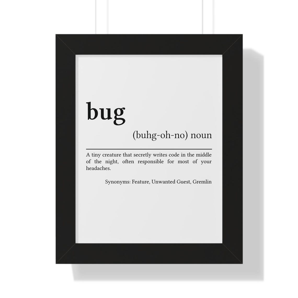 Bug Funny Definition Poster for Programmers Coders Debugging Gift