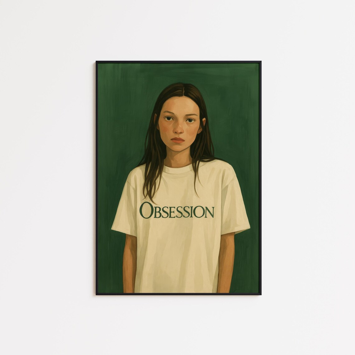 Obsession Girl Portrait Poster Moody Feminine Wall Art With Minimalist