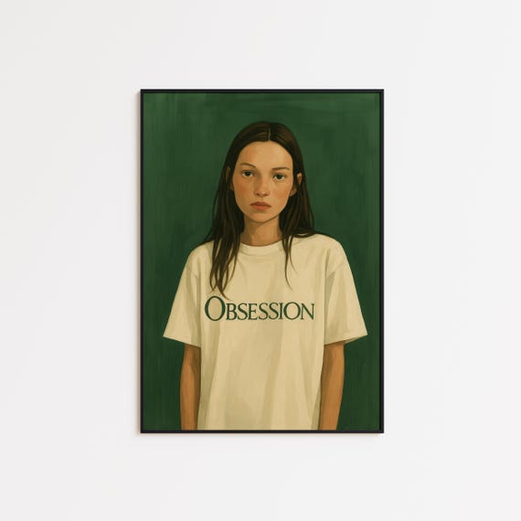 Obsession Girl Portrait Poster Moody Feminine Wall Art With Minimalist