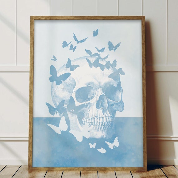 Dark Academia Skull Moth Memento Mori Poster Light Goth Romantic Whimsi Halloween Large Gallery Wall Art Western Cowgirl Coastal Momento Dia