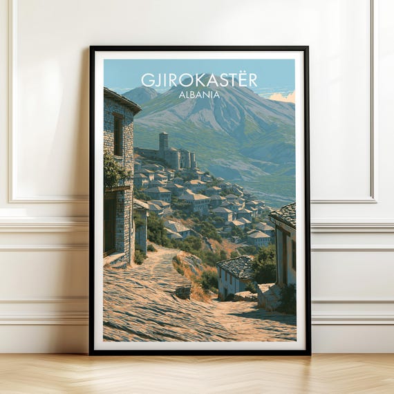 Gjirokastr Albania Vintage Travel Poster