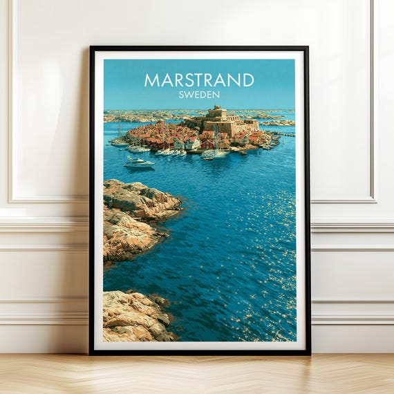 Marstrand Sweden Travel Poster Vintage Europe Cityscape Wall Art Print For Home Decor