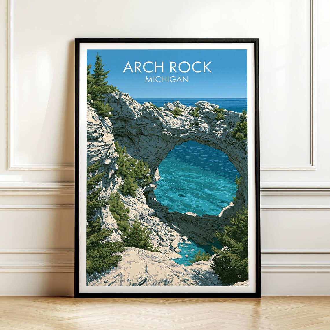 Arch Rock Michigan Mackinac Island Limestone Arch Vintage Travel Poster