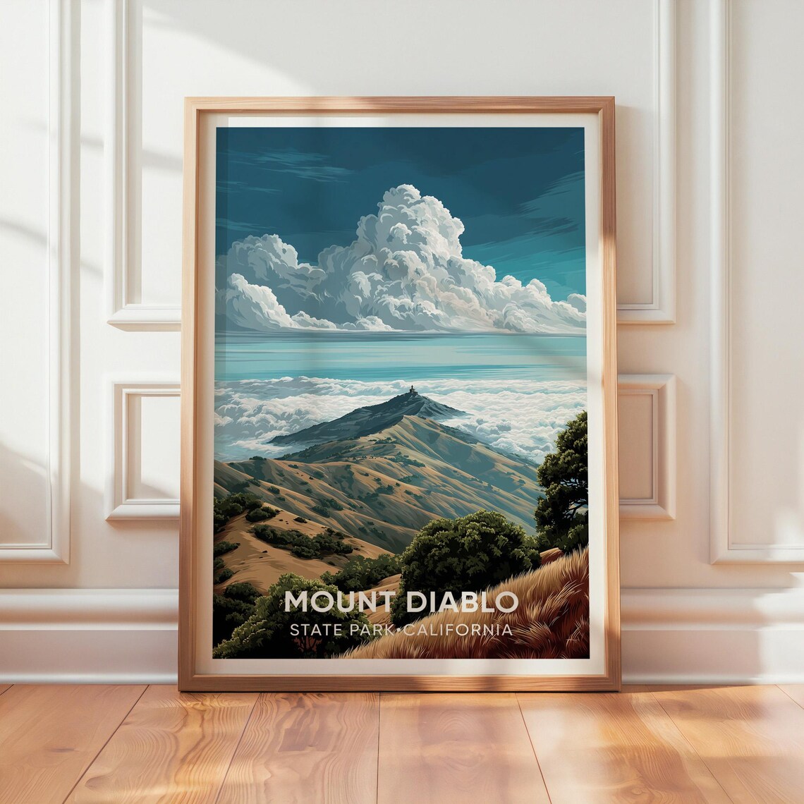 Mount Diablo State Park California Clouds Above Hills Vintage Travel Poster