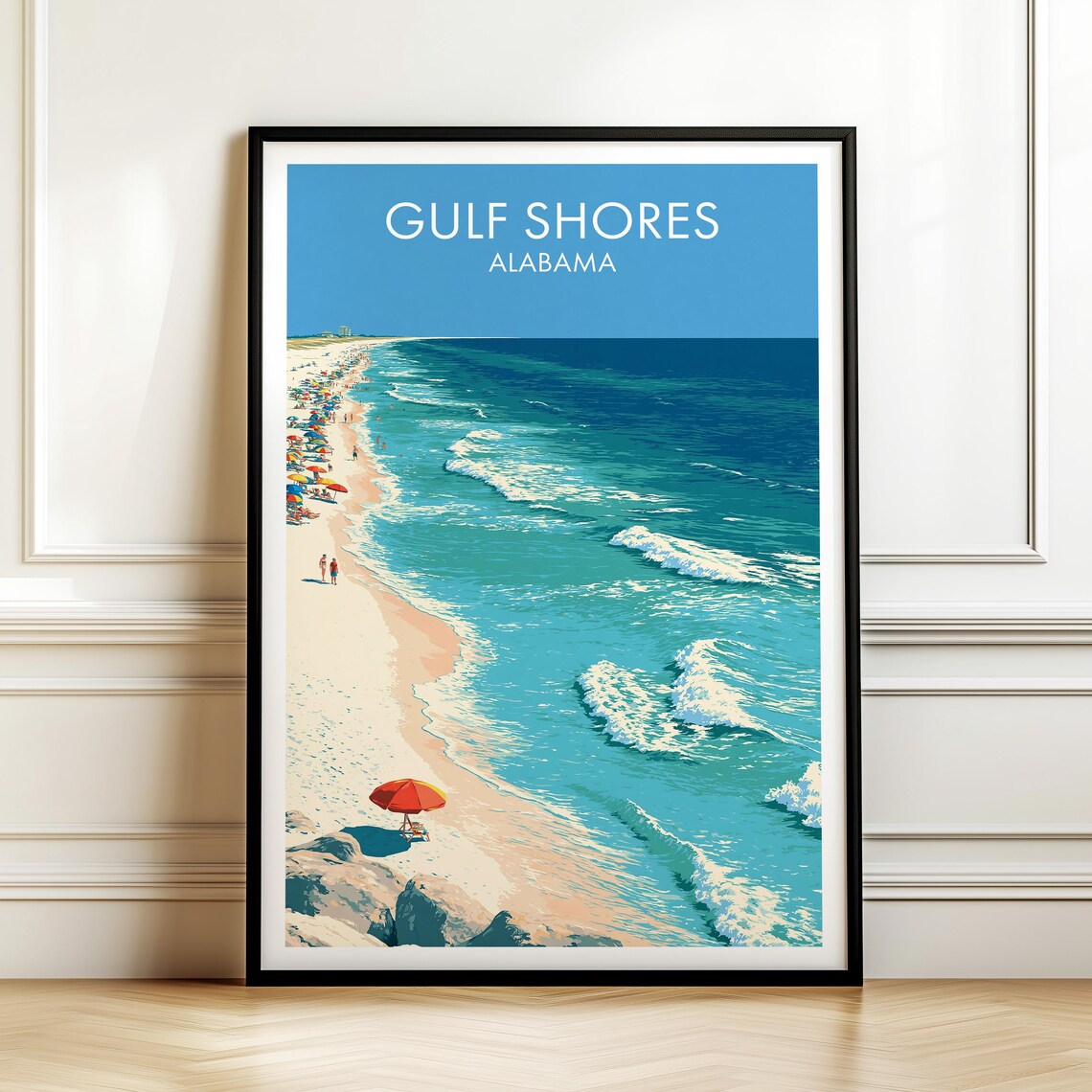 Gulf Shores Alabama Beach Aerial Coastline Travel Art Poster