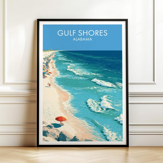 Gulf Shores Alabama Poster Usa Travel Wall Art American Cityscape Print Gift