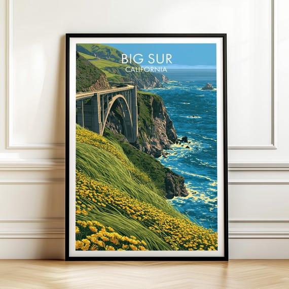 Big Sur California Poster Usa Cityscape Travel Wall Art American Landmark Print Gift