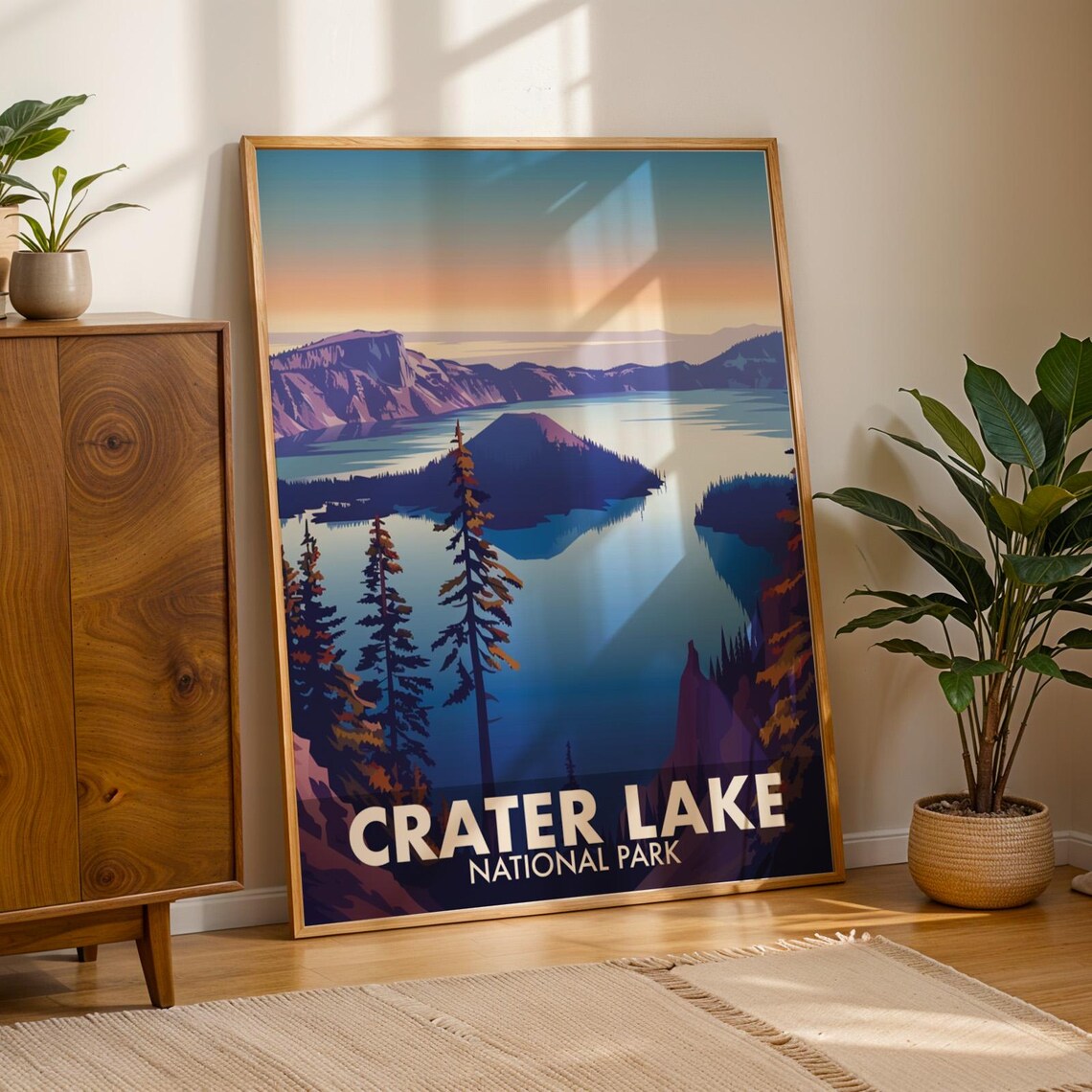 Crater Lake National Park Mid-Century Travel Poster