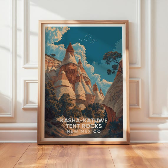 Kashakatuwe Tent Rocks, New Mexico Vintage Travel Poster