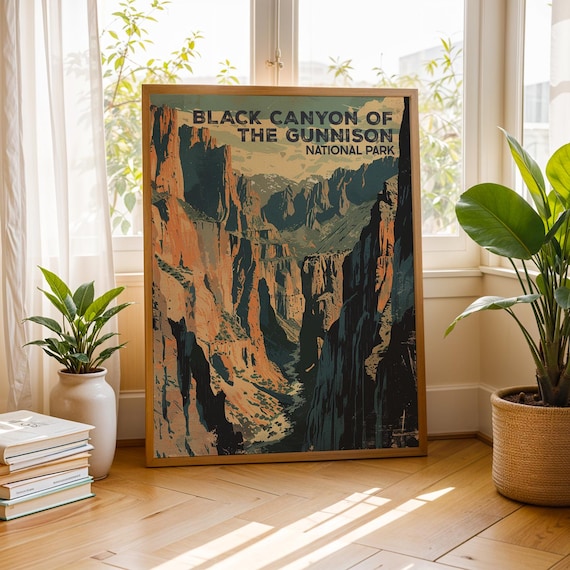 Black Canyon of the Gunnison National Park Vintage Travel Art Poster
