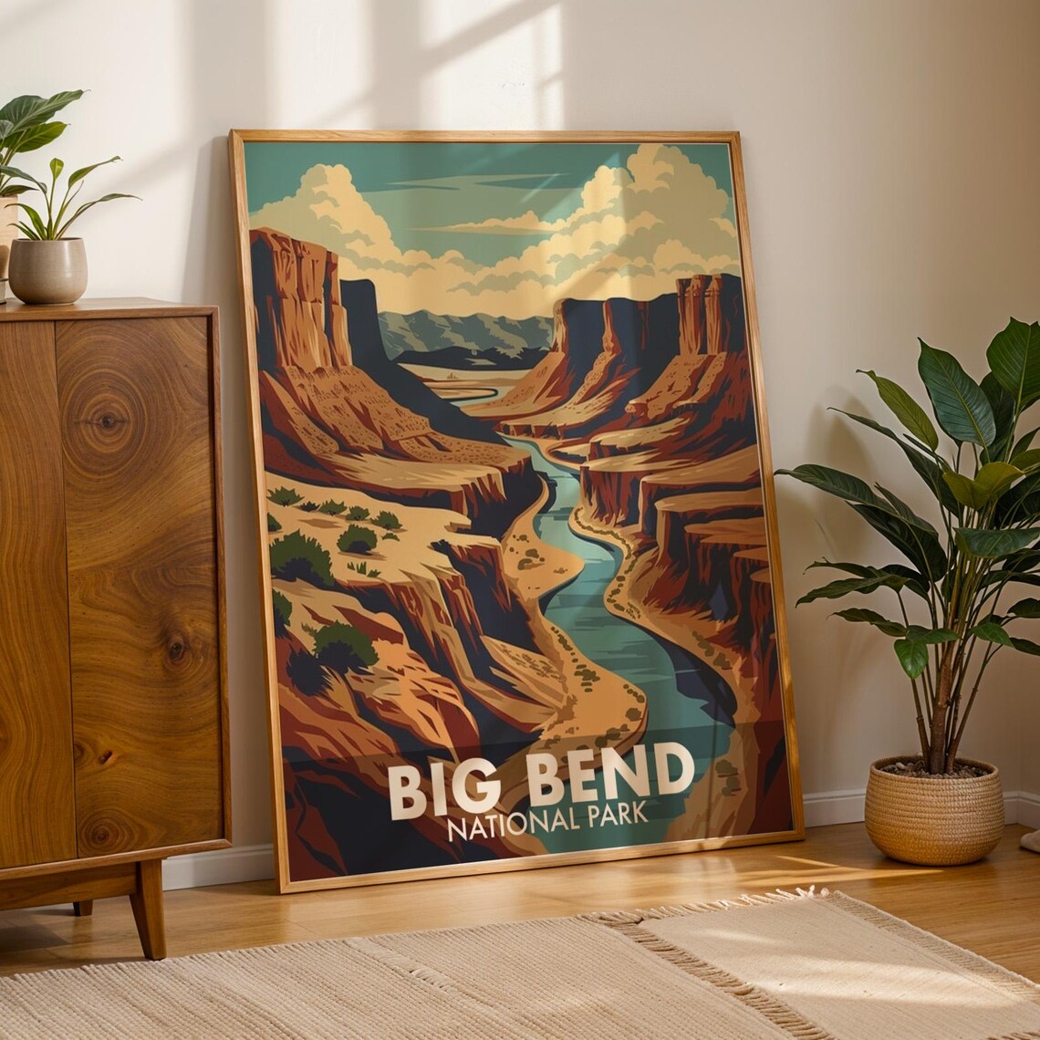 Big Bend National Park Retro Mid-Century Travel Poster