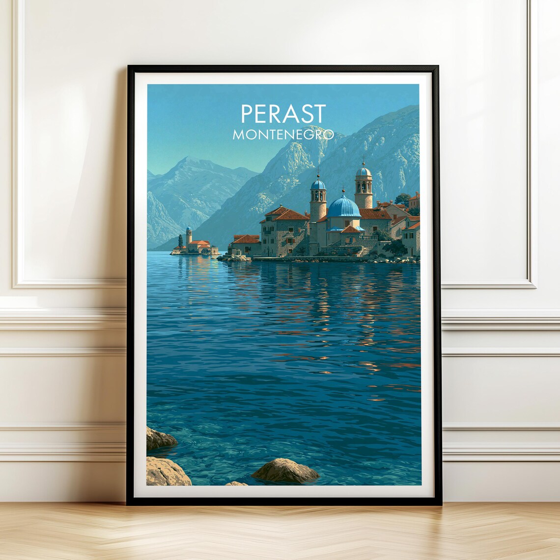 Perast Montenegro Adriatic Bay Island Churches Travel Poster