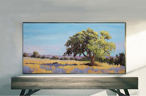 Oak Tree Landscape Art Print, California Mountains