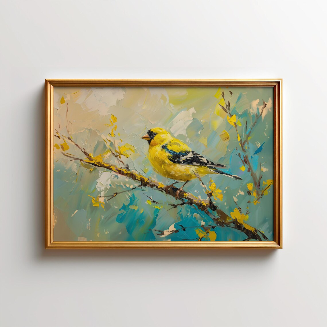 Goldfinch Painting Wildlife Bird Art Print