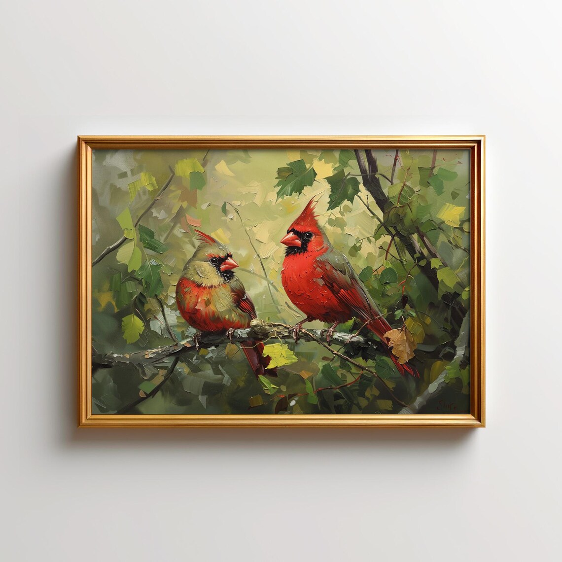 Northern Cardinal Painting Art Print, Canada Bird