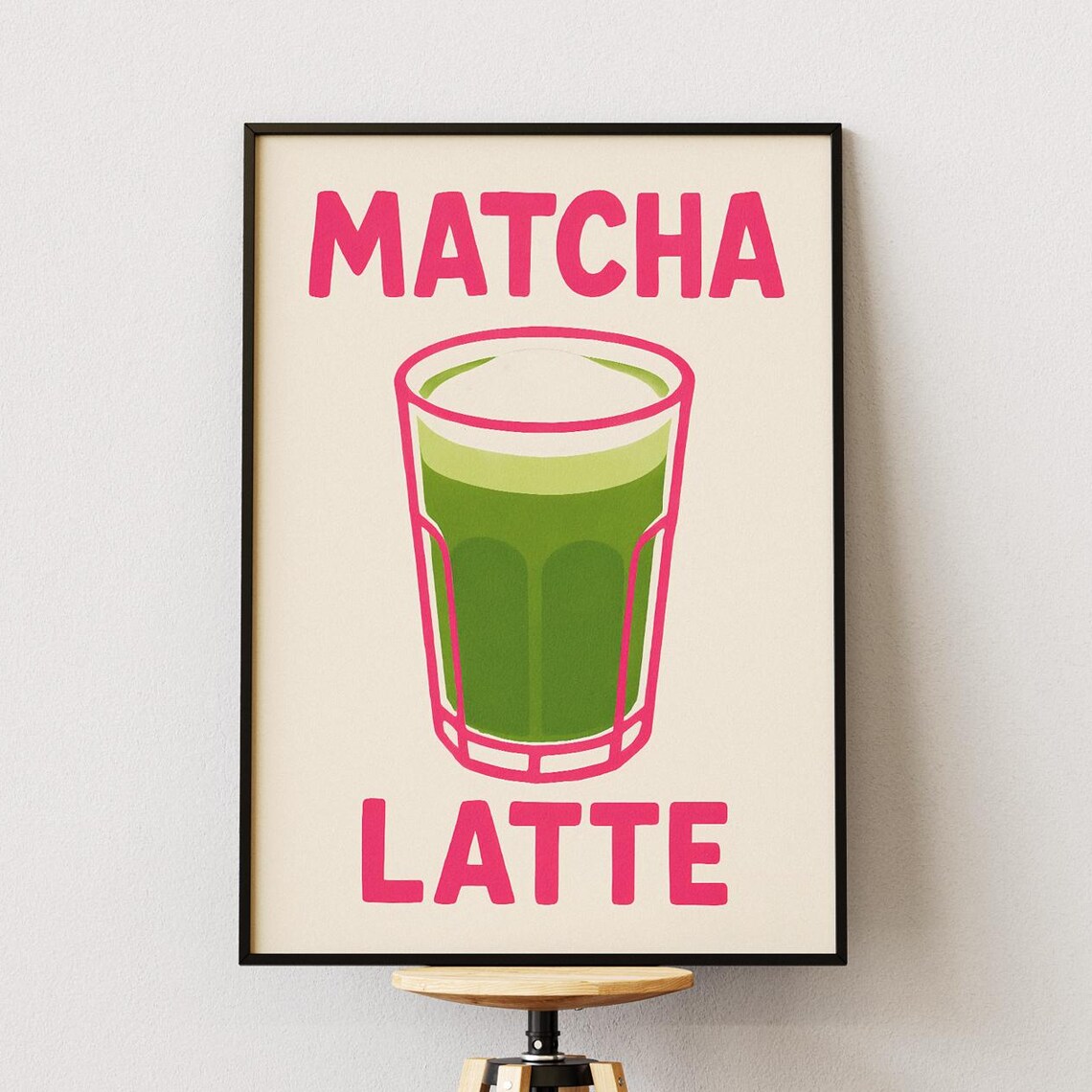 Matcha Latte Minimal Wall Art, Modern Kitchen Drink