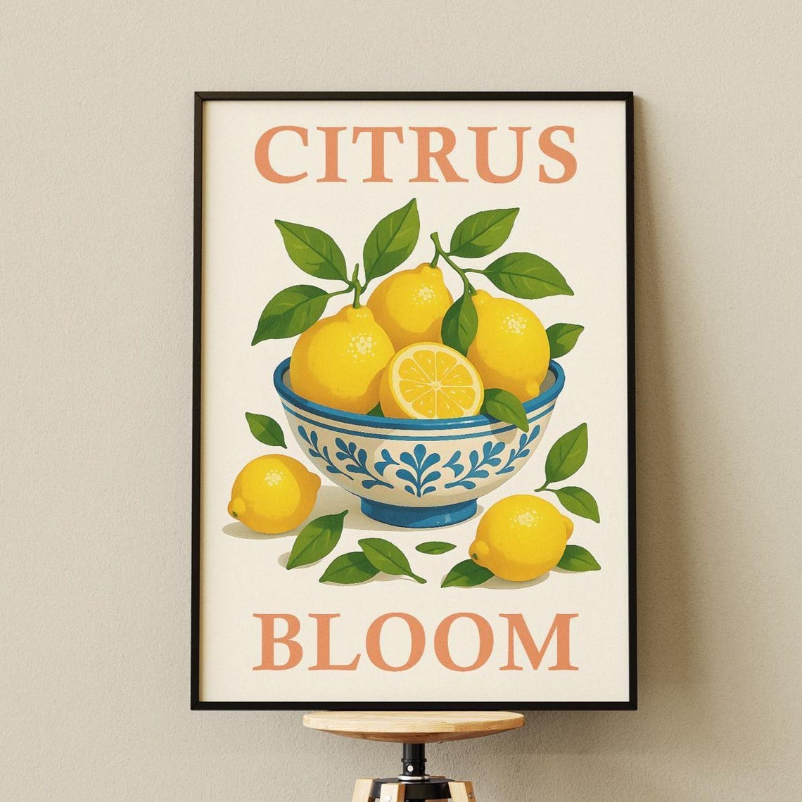 Lemon Wall Art, Citrus Illustration Kitchen Decor