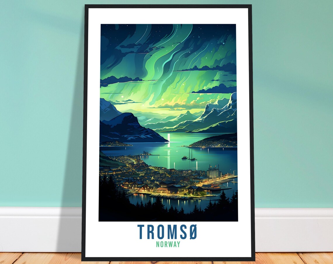 Troms, Norway Northern Lights Travel Poster