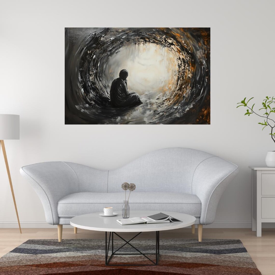 Into The Silence Emotional Abstract Figure Art Print - Image 5