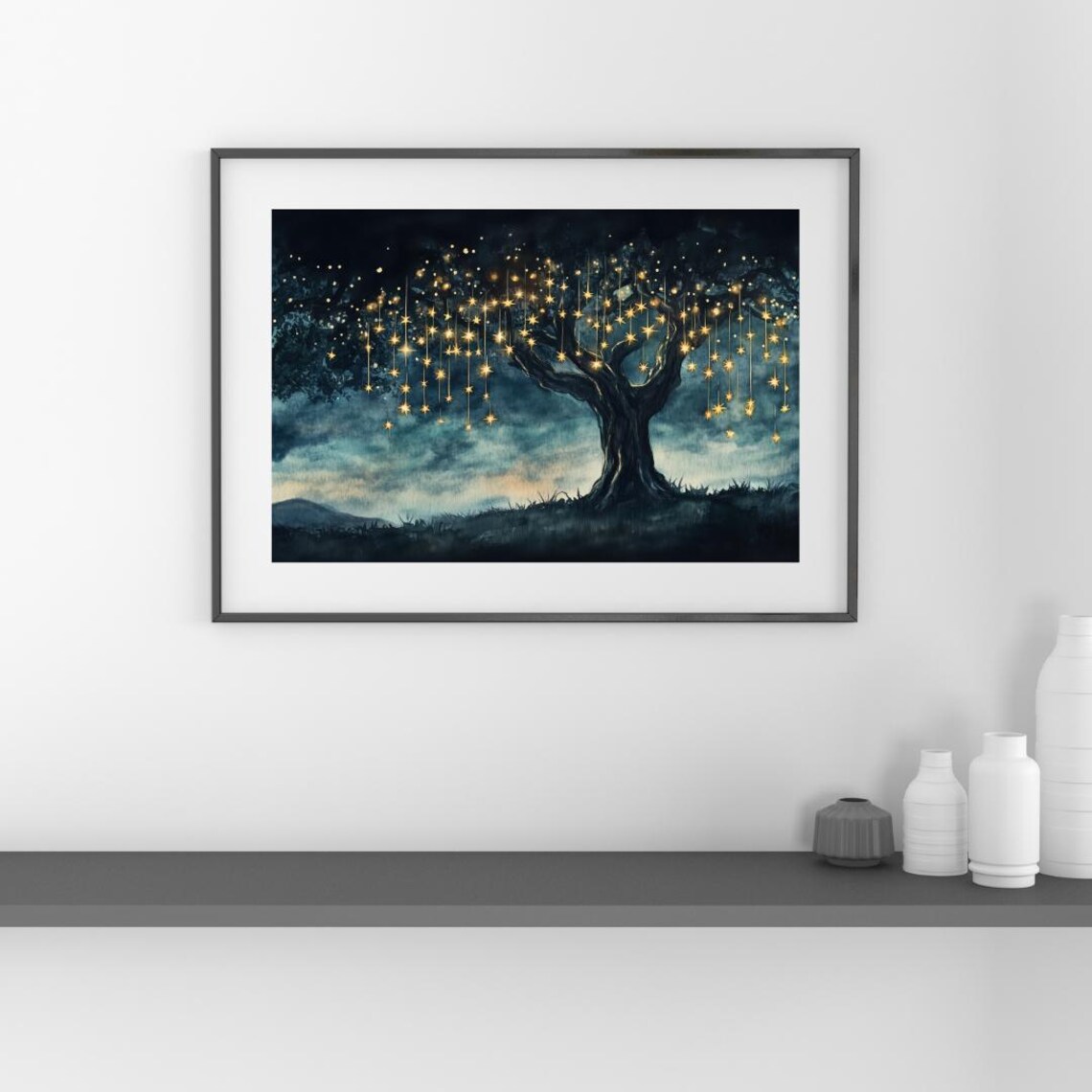 Wishing Tree Celestial Watercolor Art Print - Image 2