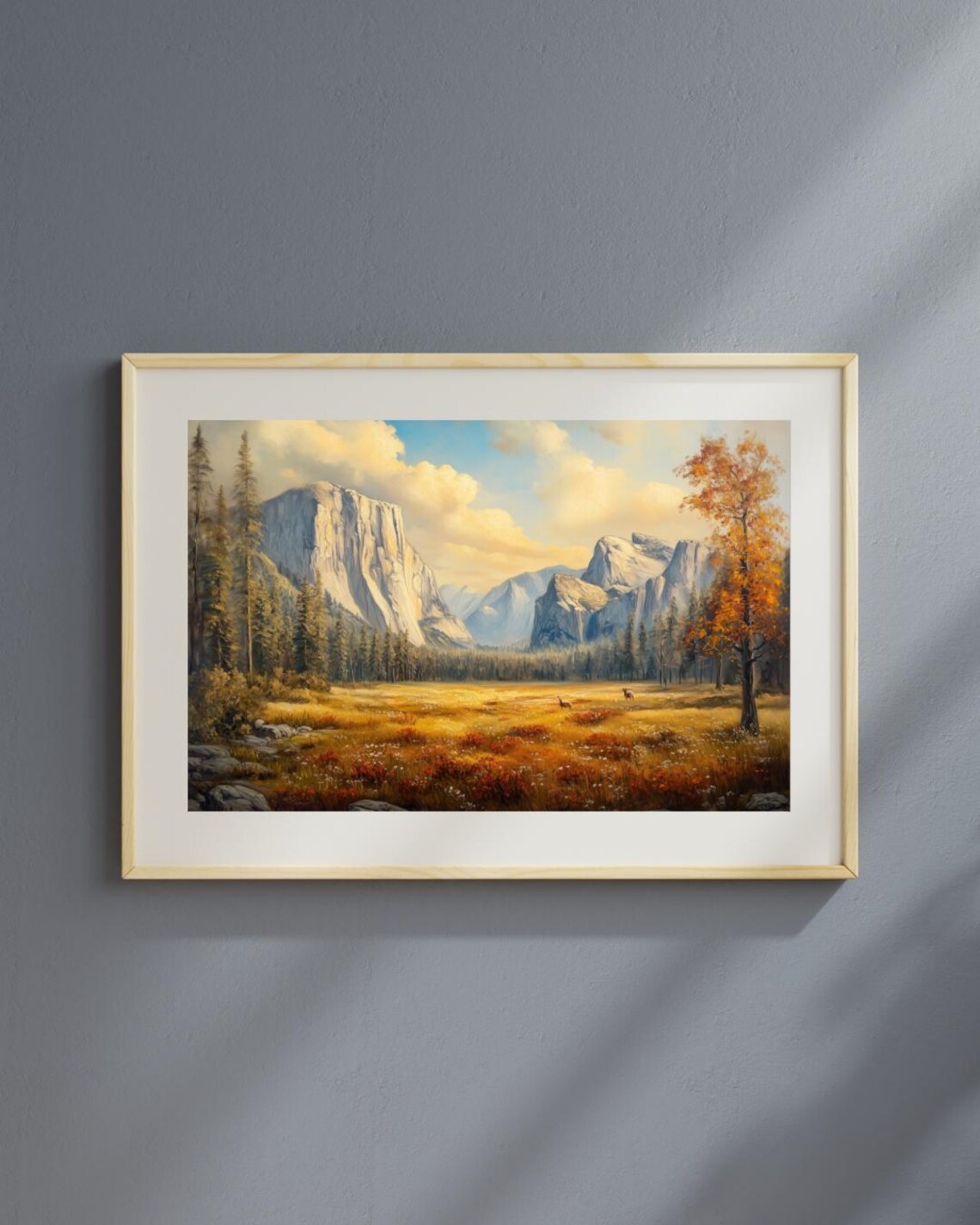Yosemite Valley Fall Oil Painting, Autumn Landscape - Image 4