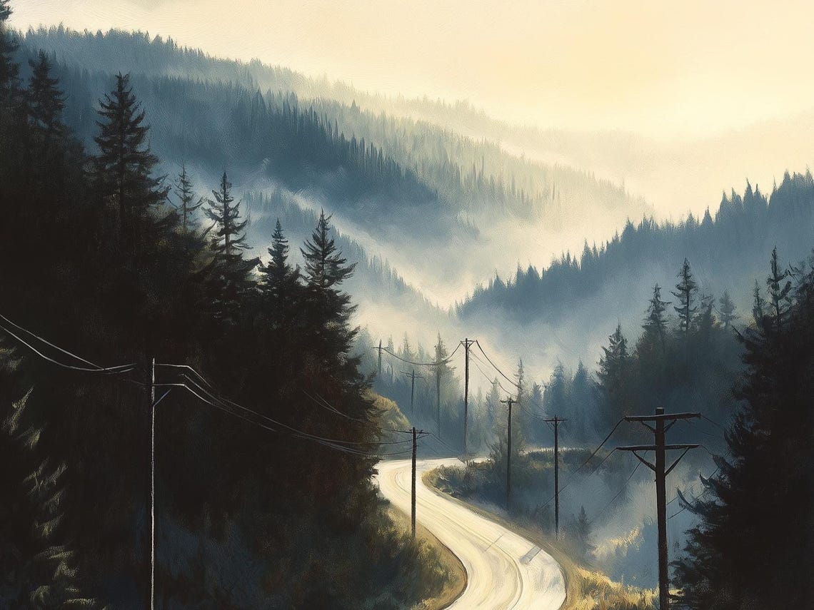 Lone Motorcyclist On Mountain Road Moody Landscape Print Adventure Wall Art For Travel Lovers - Image 2