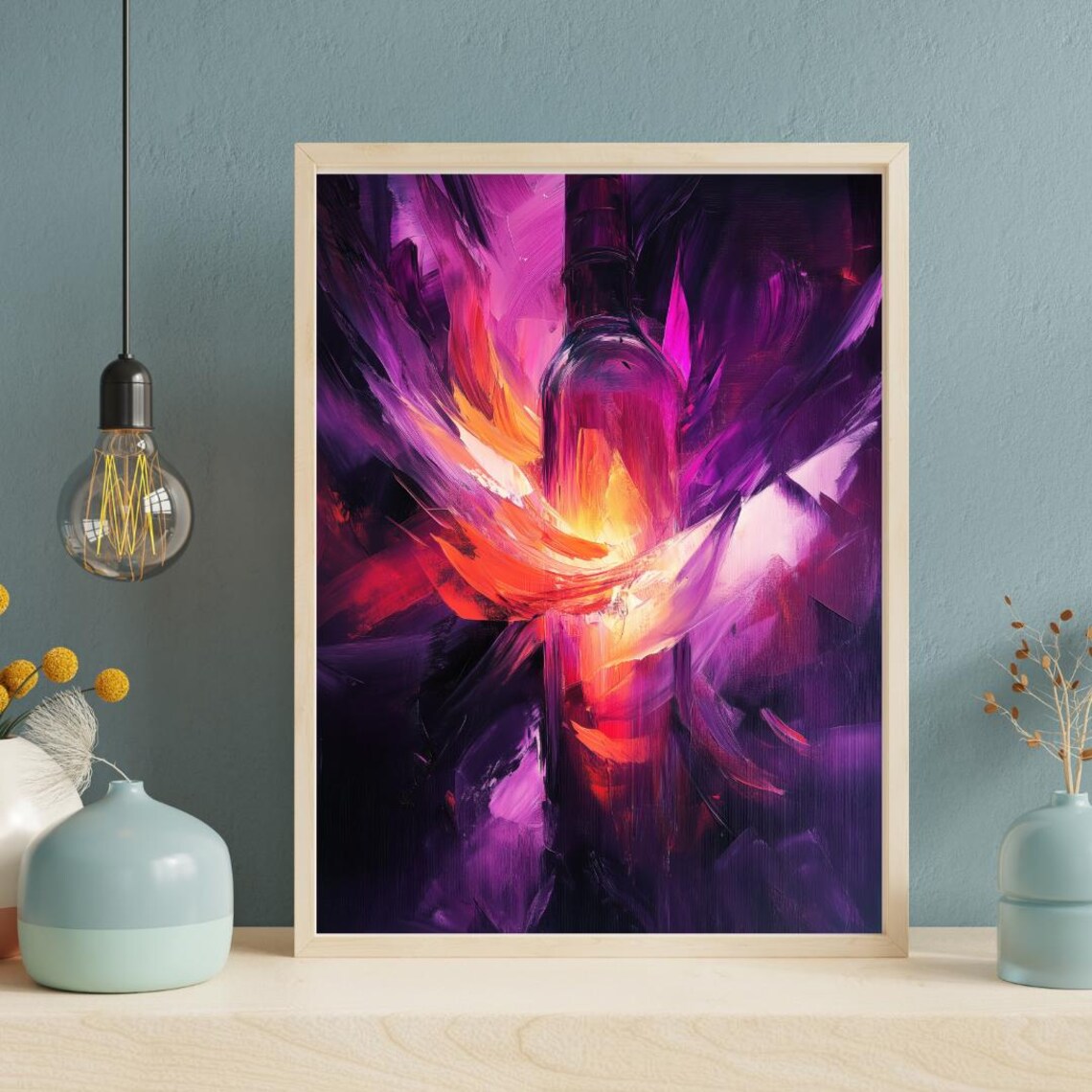 Abstract Wine Bottle Art Print, Kitchen Decor - Image 3