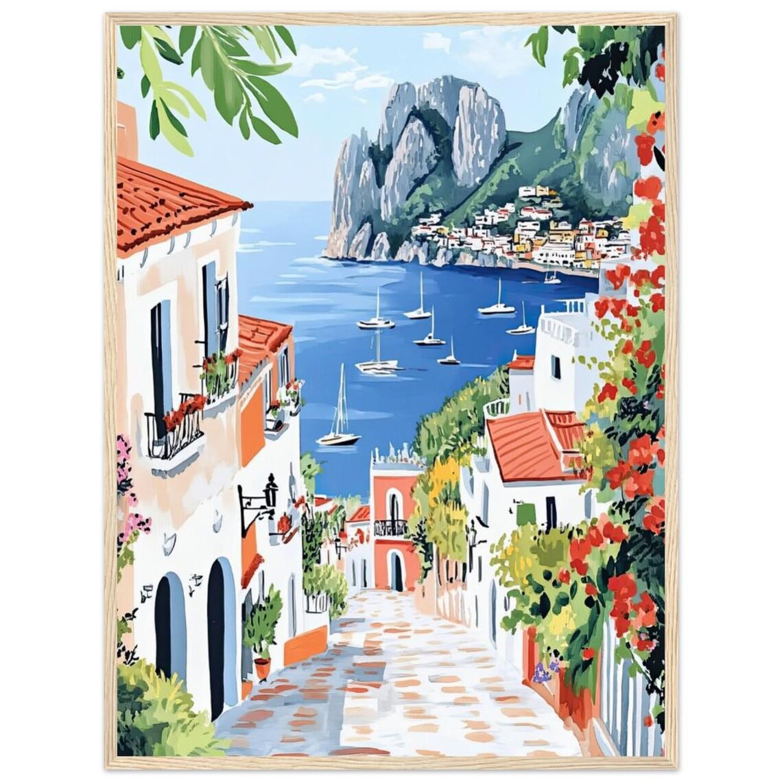 Capri Island Faraglioni Watercolor Travel Poster
