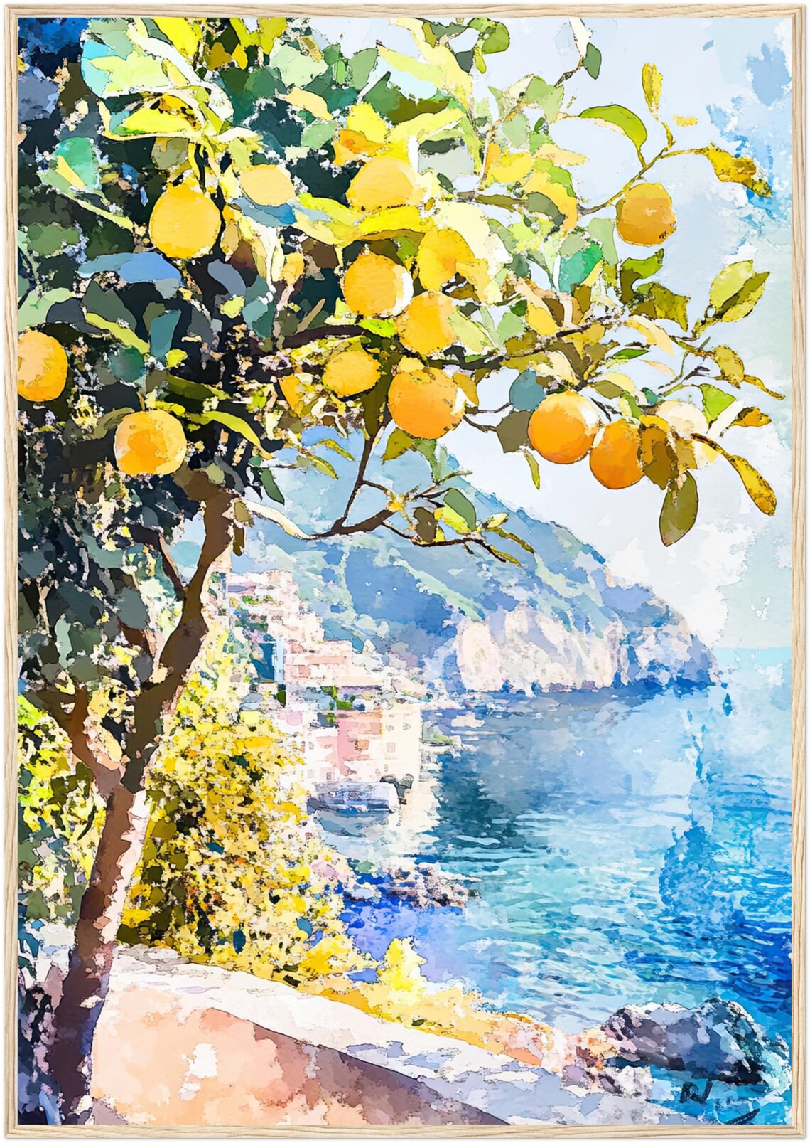 Portofino Lemon Tree Italian Riviera Coast Watercolor Poster