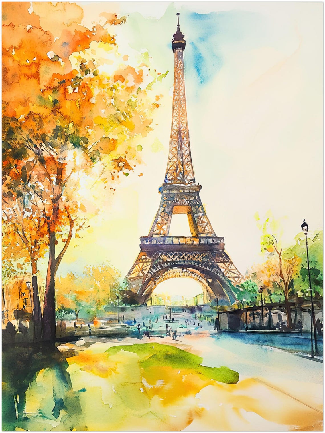 Paris Watercolor Painting Eiffel Tower Wall Art France Travel Poster Europe Watercolor Print Traveler Dcor Europe Watercolor Print - Image 3