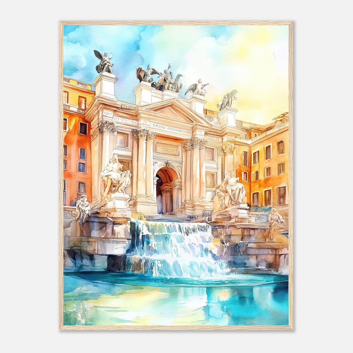 Trevi Fountain Rome Watercolor Art Print