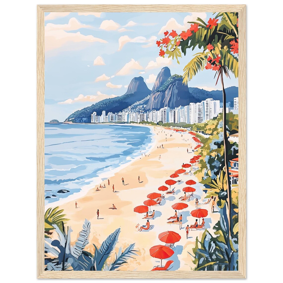 Rio De Janeiro Watercolor Painting, Ipanema Beach Art Print
