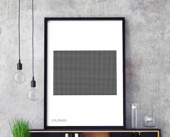 Colorado Us State Minimal Dots Retro Map Poster