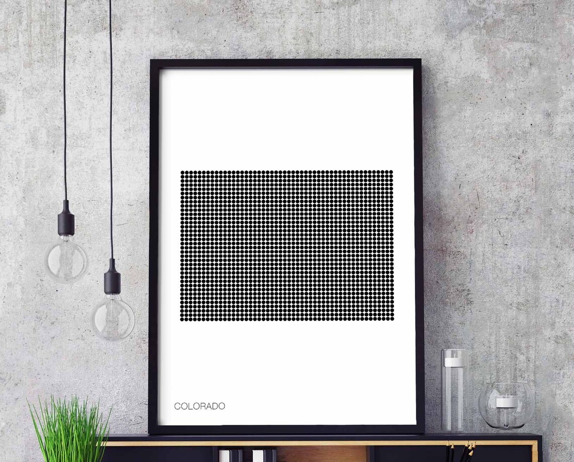 Colorado Us State Minimal Dots Retro Map Poster