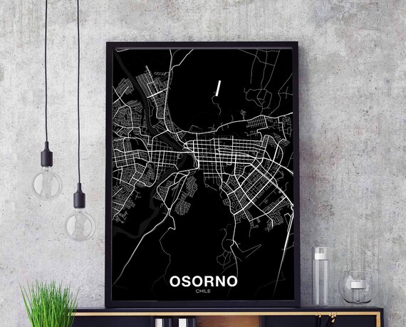 Osorno Chile Map Poster Black White Hometown City Print Modern Home Decor Office Decoration Wall Art Dorm Bedroom Gift