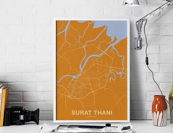 Surat Thani Thailand Poster Color Hometown City Print Modern Home Decor Office Decoration Wall Art Dorm Bedroom Gift