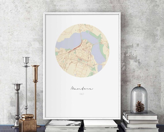 Mantova Italy Map Poster Wall Decor Design Modern Minimal Nordic Travel Bedroom Home Art Vintage Retro Dorm Nursery Housewarming