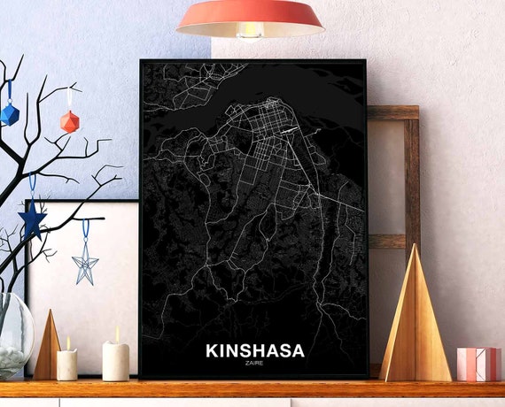 Kinshasa Zaire Map Poster, Modern City Print