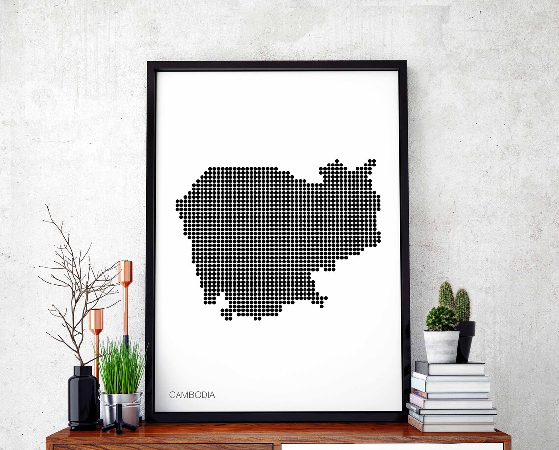 Cambodia Minimal Dots Retro Map Poster