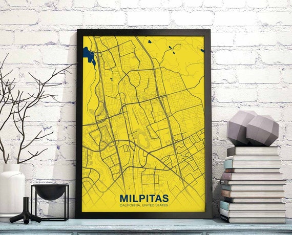 Milpitas Ca Usa Poster Color Hometown City Print Modern Home Decor Office Decoration Wall Art Dorm Bedroom Gift